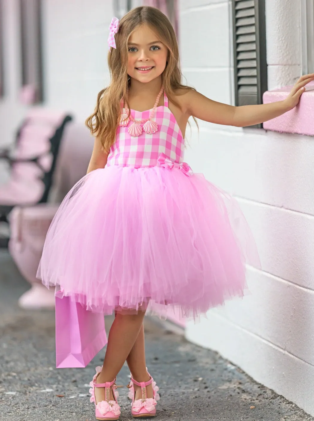 Girls All Dolled Up Gingham Barbiecore Tutu Set Costume