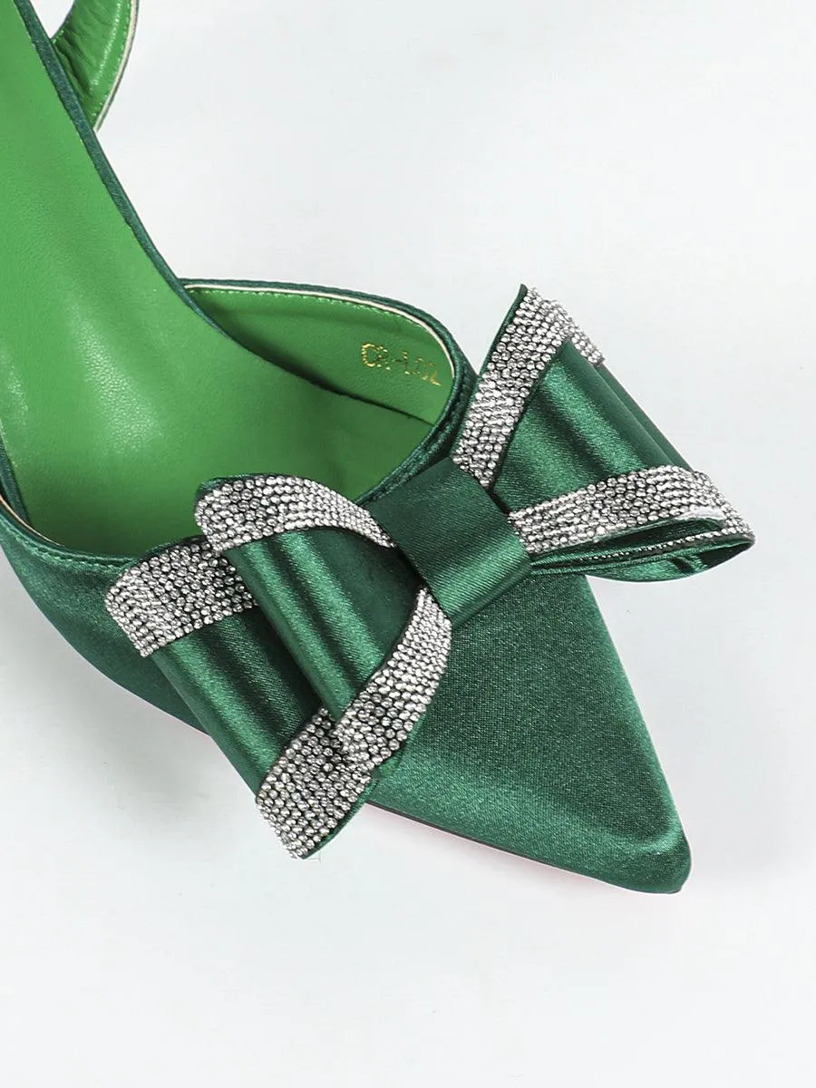 Glitter Bowknot Pointed Fashion Heels MHE1119