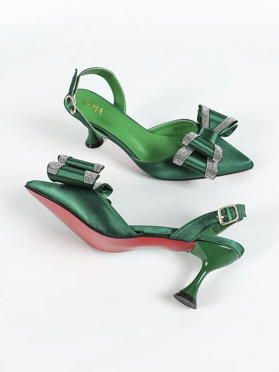 Glitter Bowknot Pointed Fashion Heels MHE1119