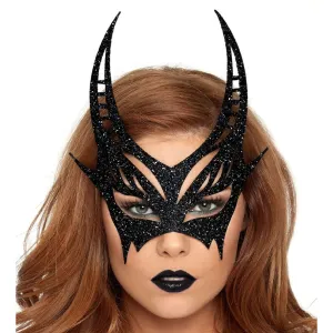 Glitter Die Cut Devil Masquerade Mask Black
