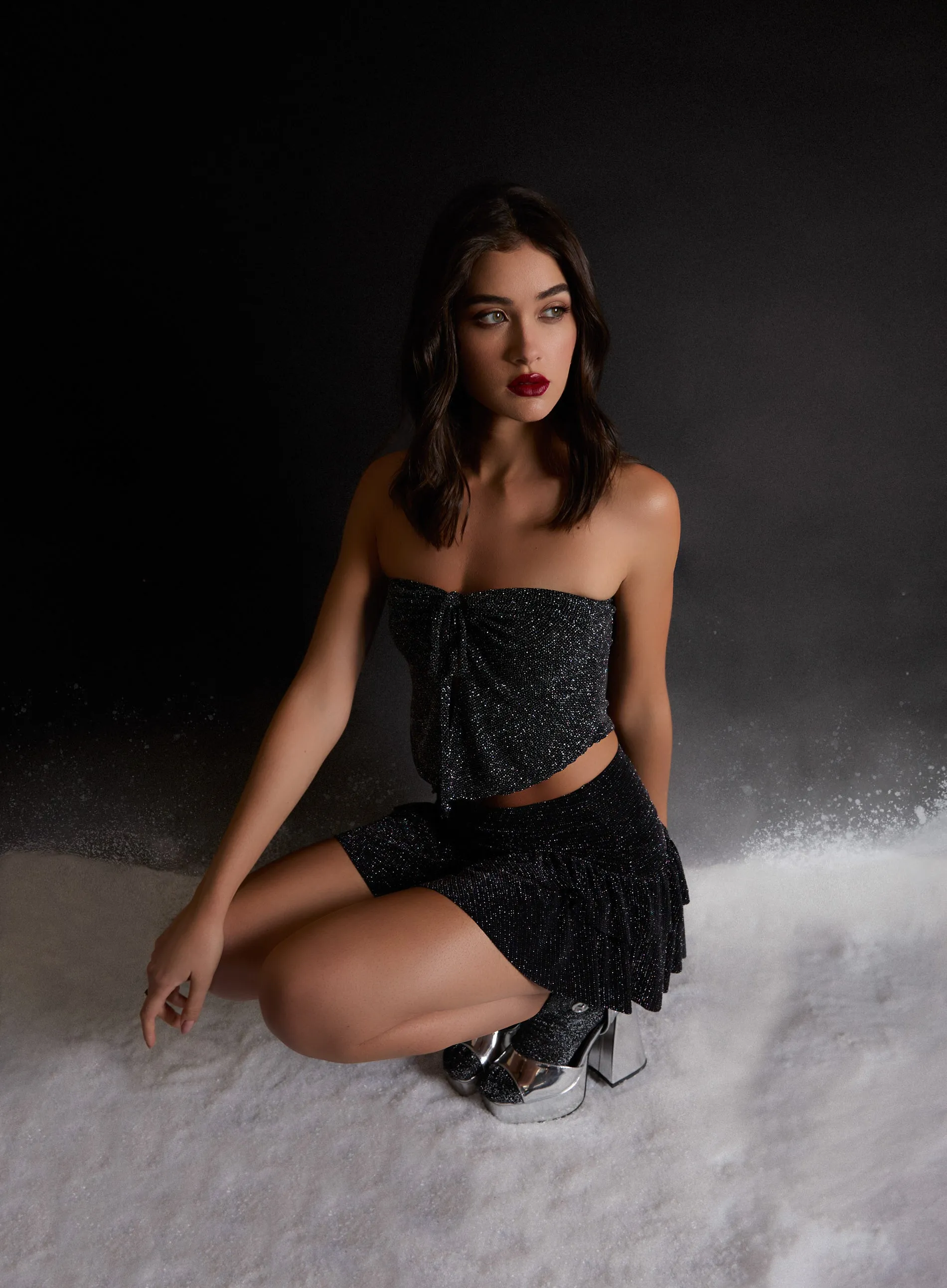 Glitter Key Hole Crop Top