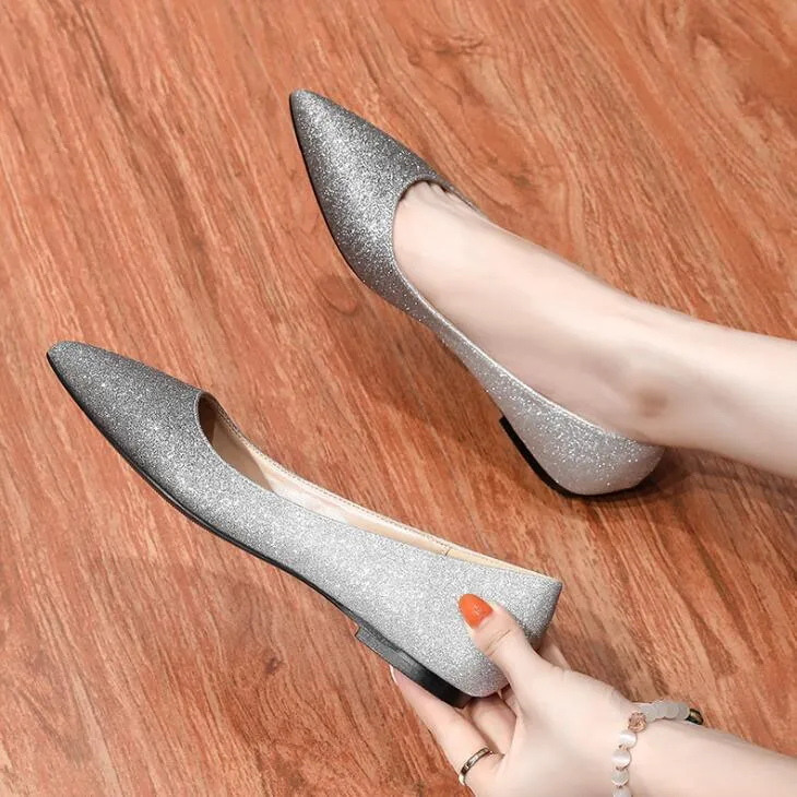 Glitter Pointy Flat Heels ANLE23
