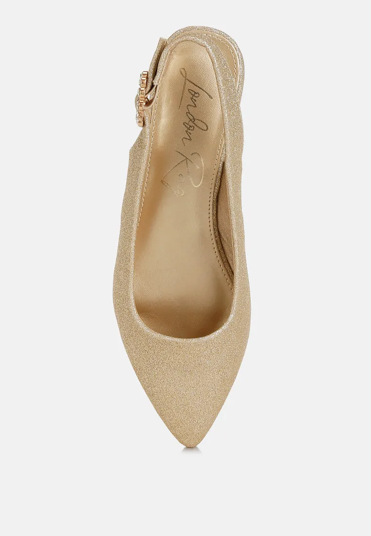 Glitter Slingback Flat Sandals By MODE