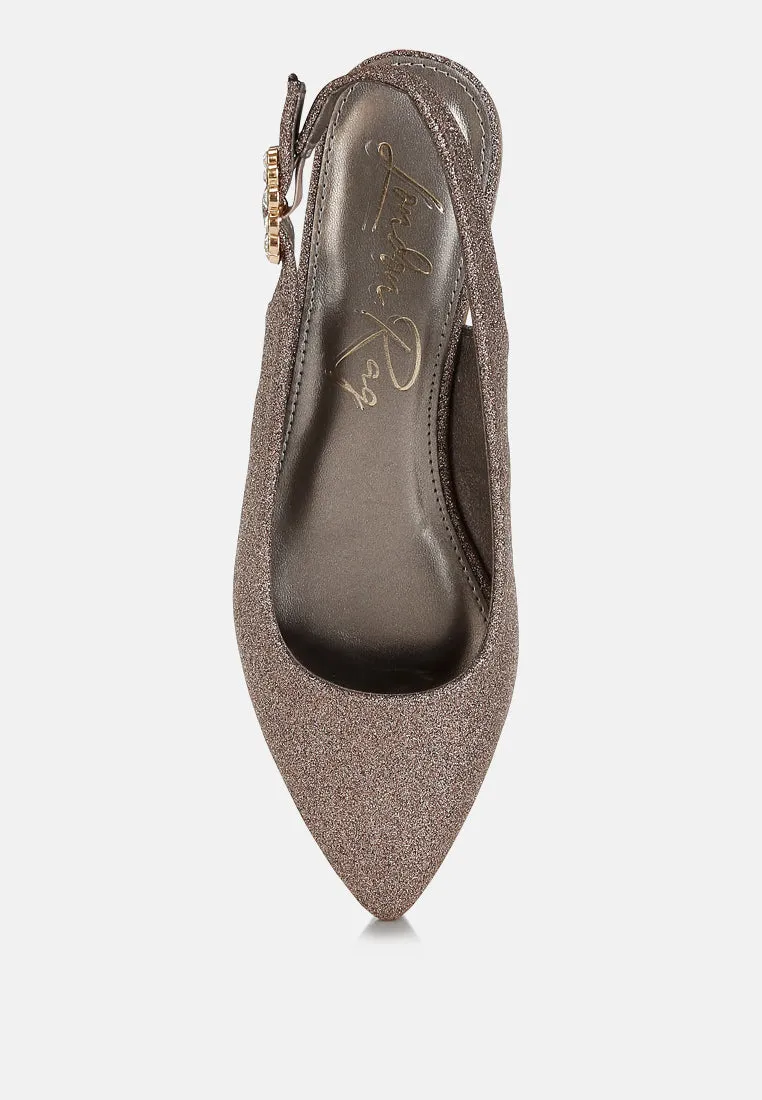Glitter Slingback Flat Sandals By MODE