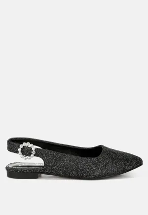 Glitter Slingback Flat Sandals By MODE