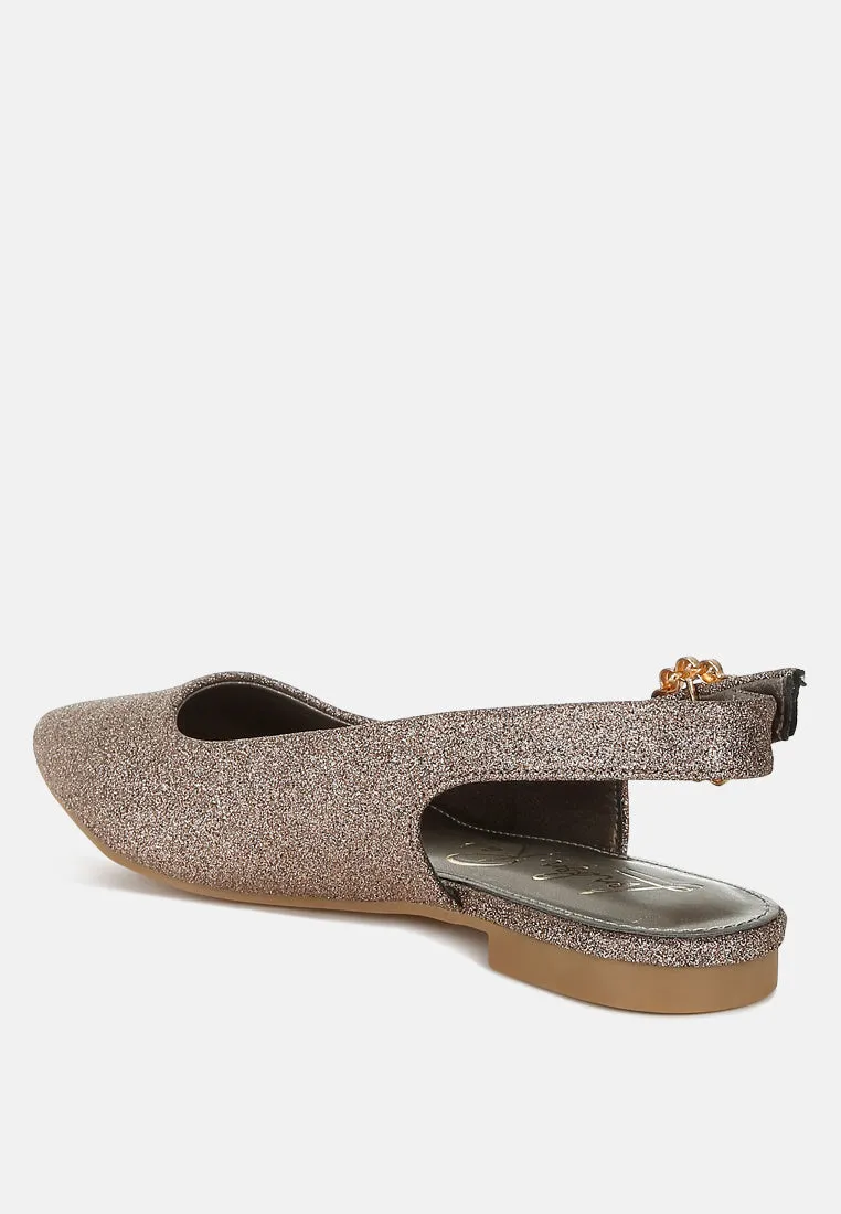 Glitter Slingback Flat Sandals By MODE
