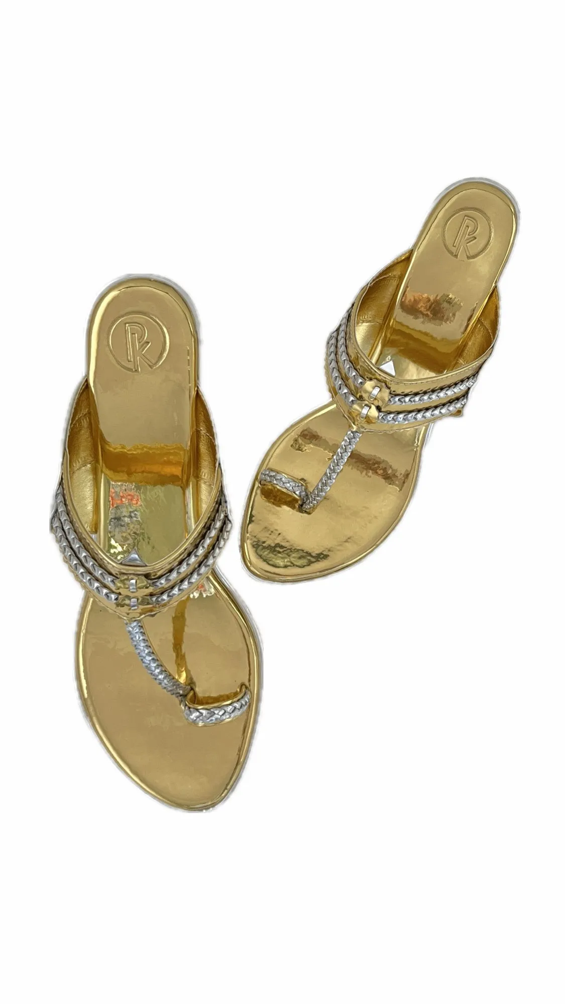 Gold & Silver Two Tone Kolhapuri Block Heels