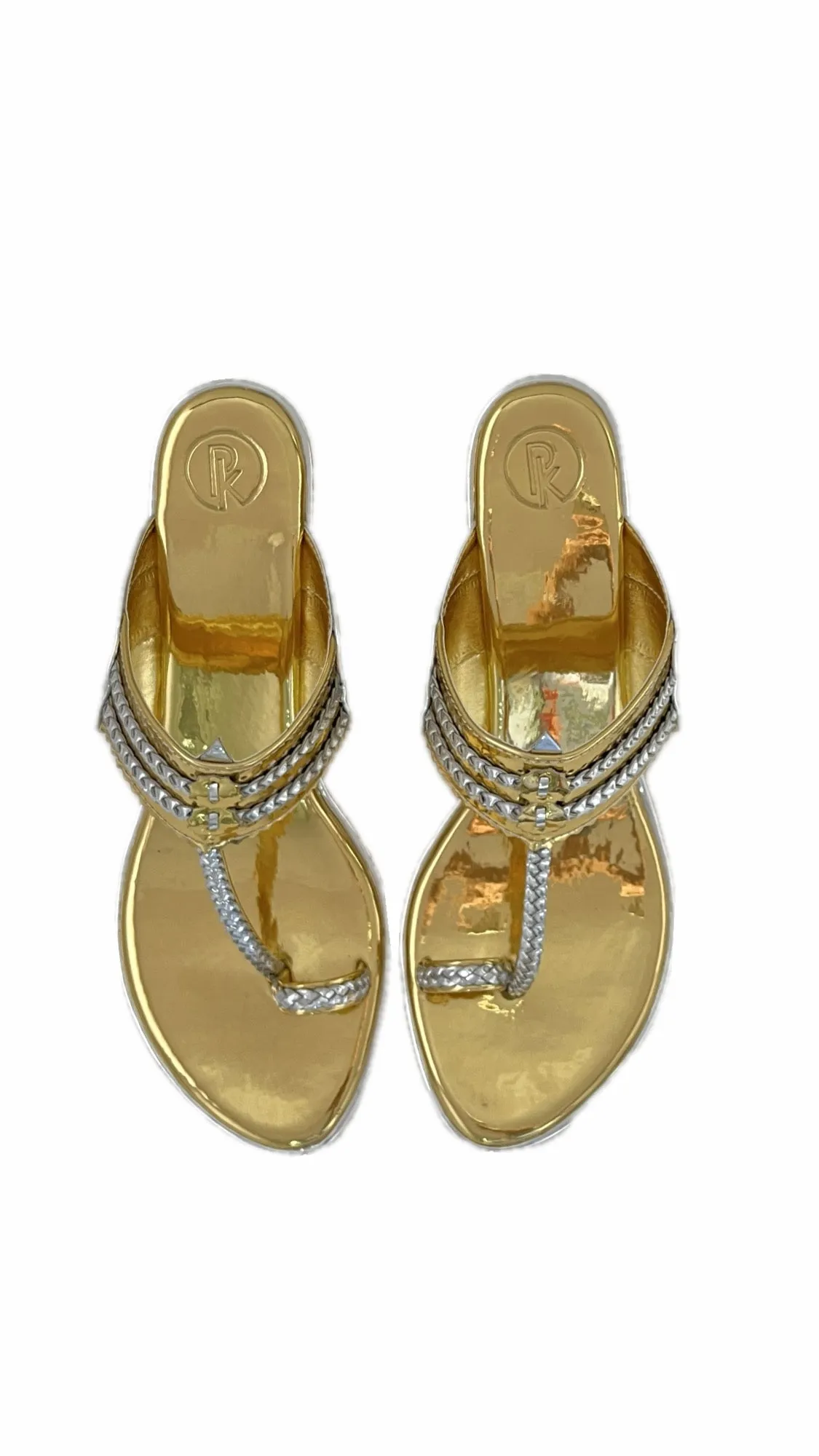 Gold & Silver Two Tone Kolhapuri Block Heels
