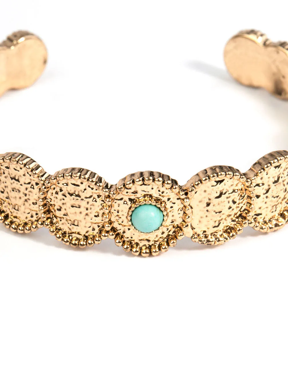Gold Rounded Turqouise Cuff Bangle