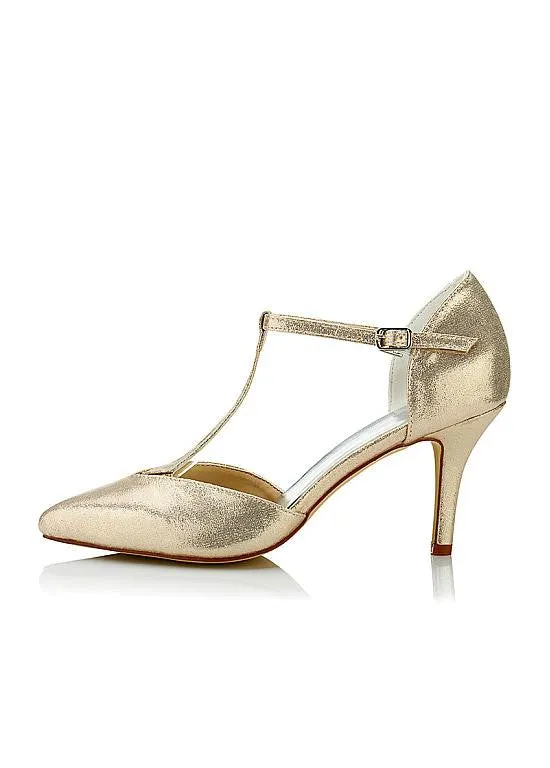 Gold Stiletto Heels Bridal Shoes