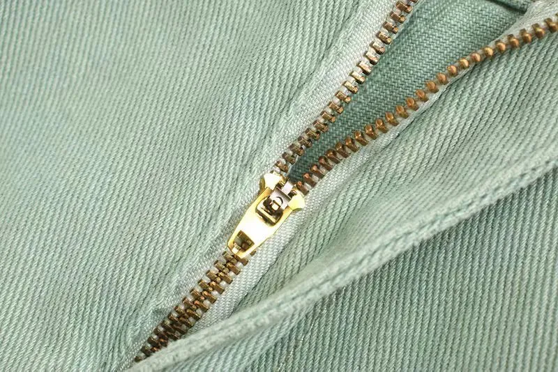 Green Pleated High-Waist Cargo Jeans