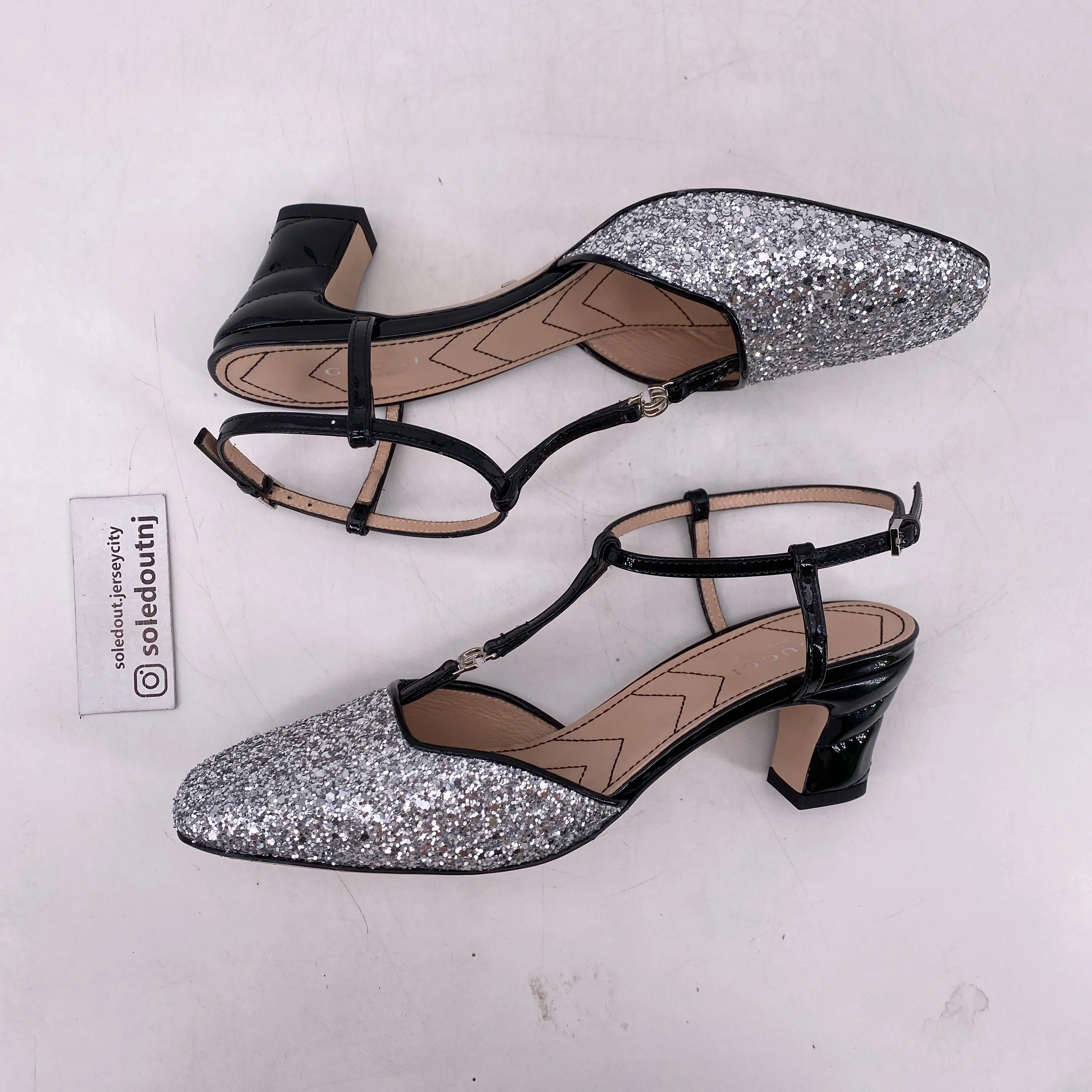 Gucci Heels "Marmont Glitter Patent"  New Size 36.5