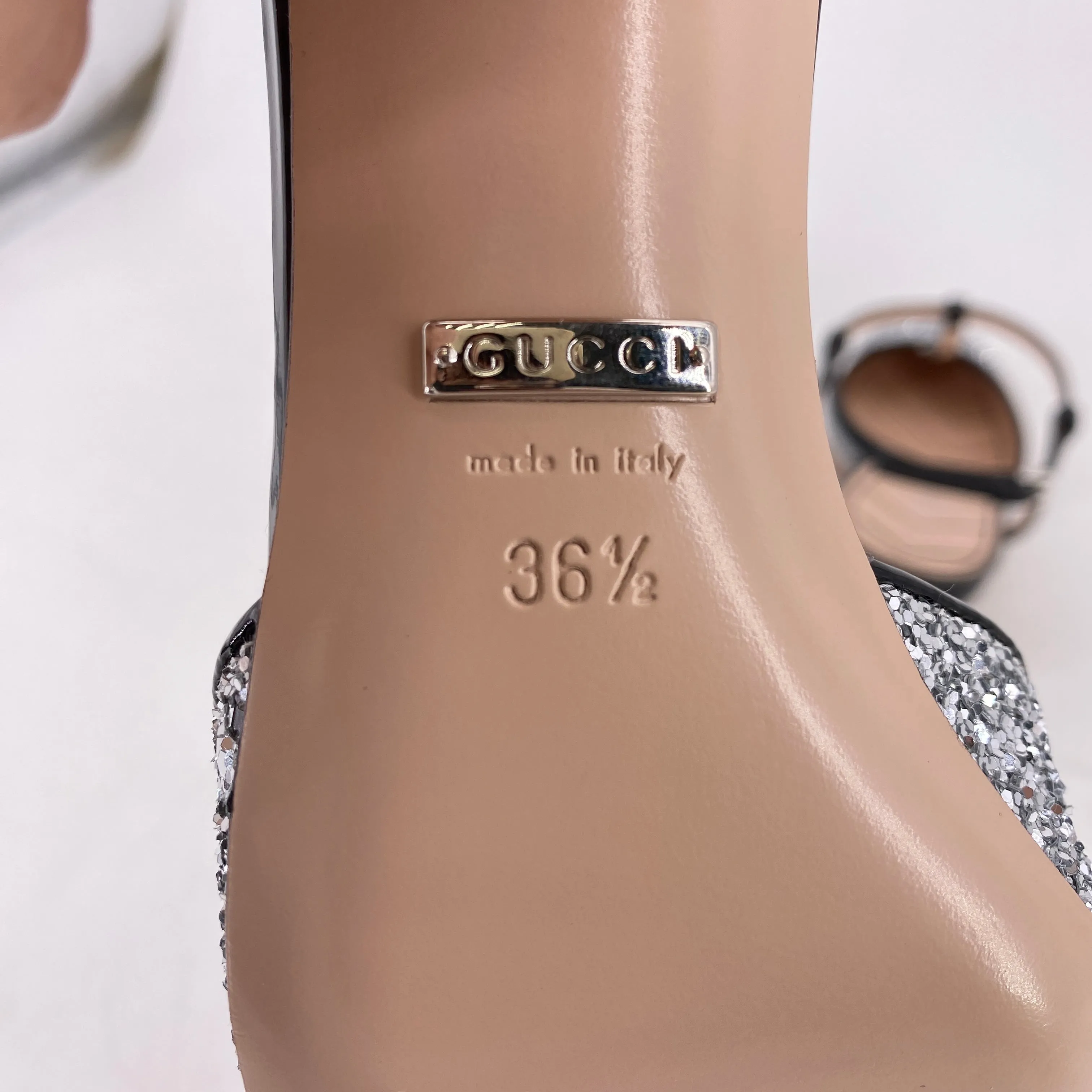 Gucci Heels "Marmont Glitter Patent"  New Size 36.5