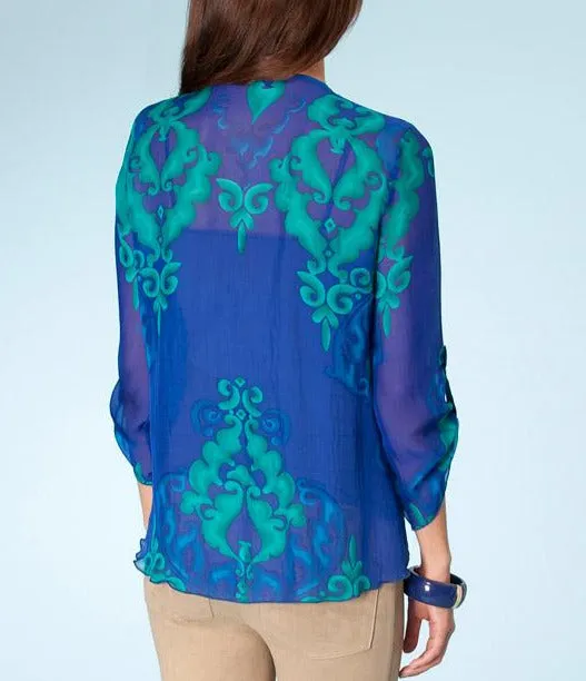 Hale Bob Silk Chiffon Beaded Top