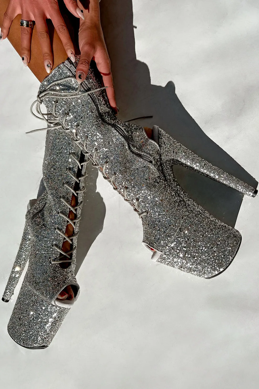 Hella Heels The Glitterati XTRA OHOT 8inch Boots - Monroe