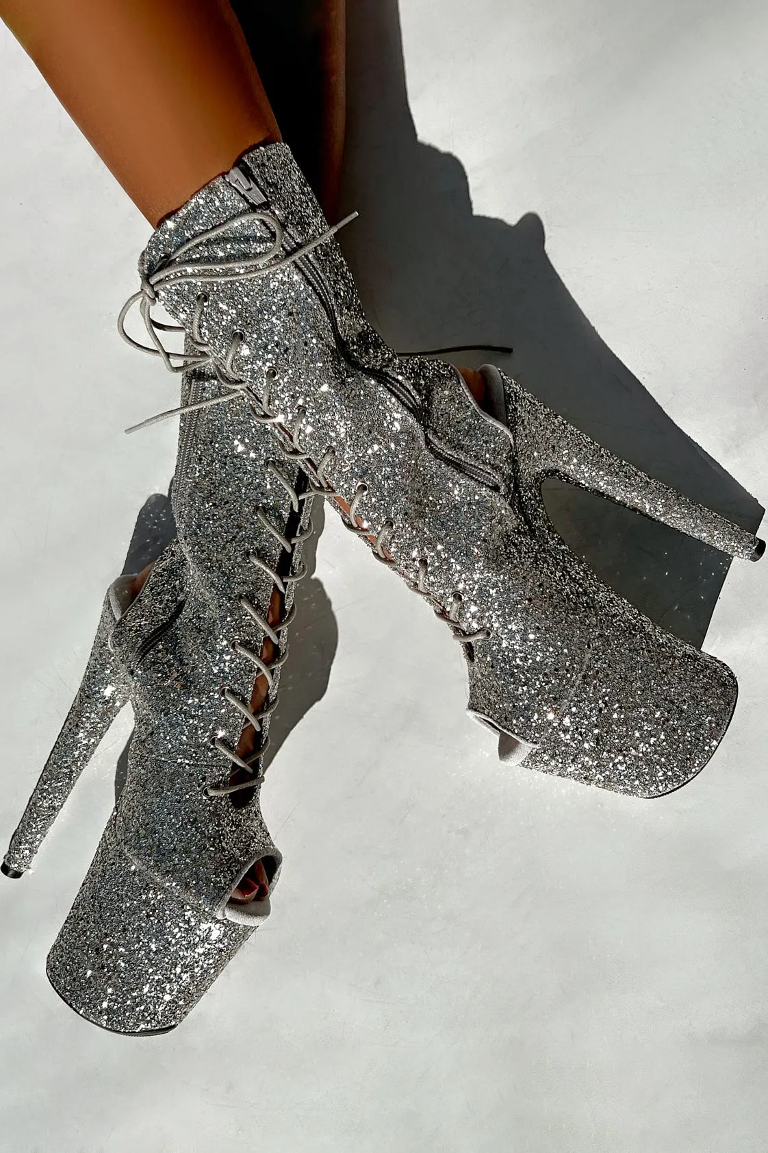 Hella Heels The Glitterati XTRA OHOT 8inch Boots - Monroe