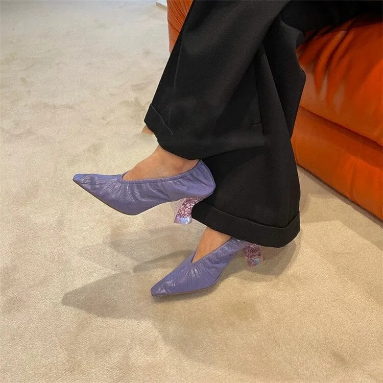 High Heels Glitter Elasticated Leather