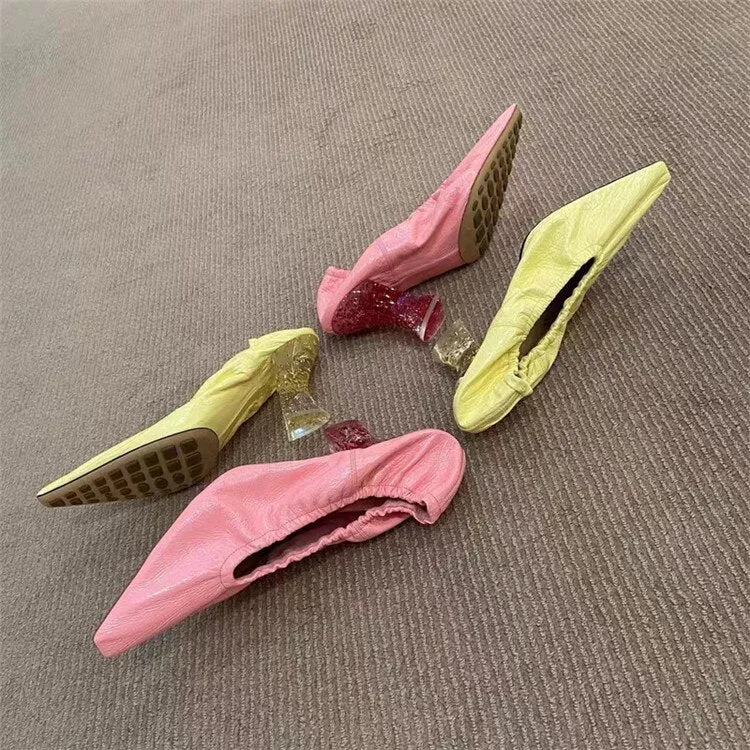 High Heels Glitter Elasticated Leather