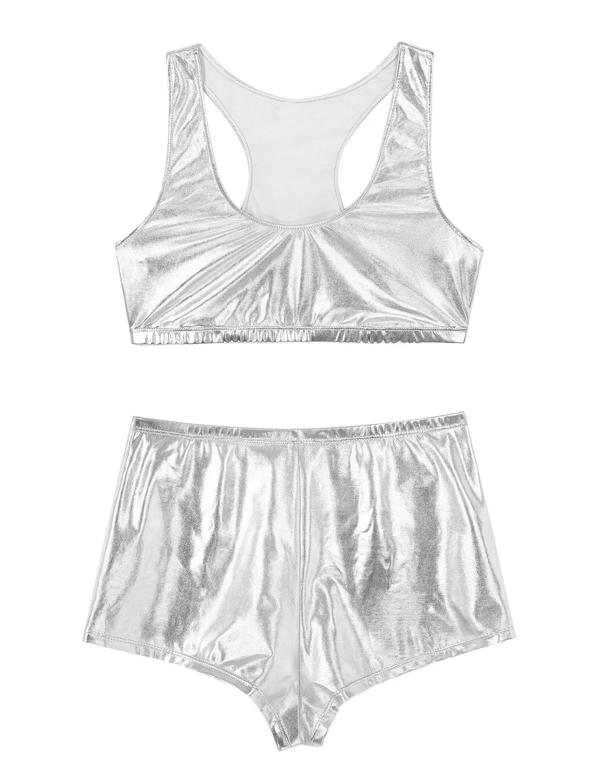 High Waist Faux Leather Shorts Elastic Push up PU Hot Pants With Crop Top