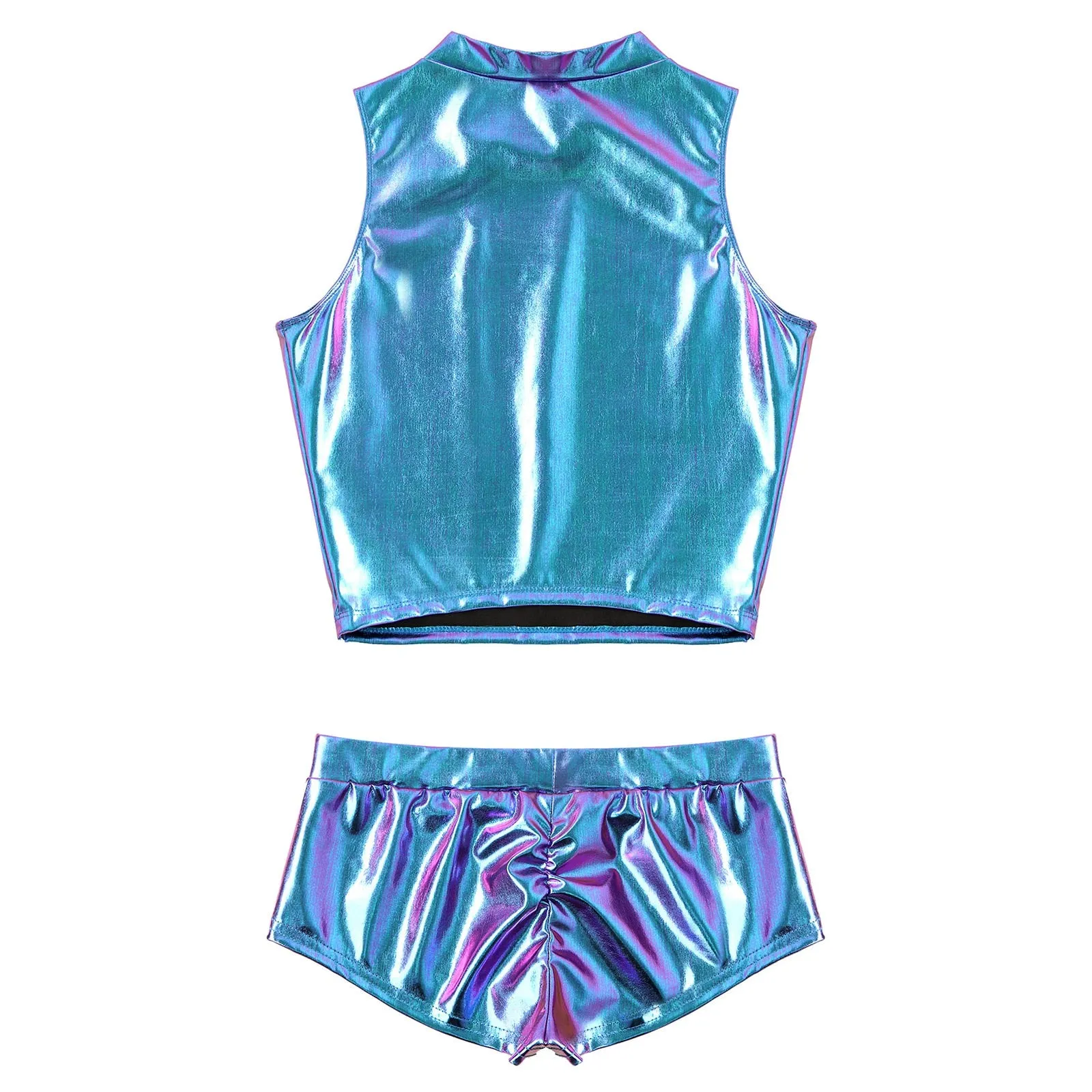 High Waist Faux Leather Shorts Elastic Push up PU Hot Pants With Crop Top