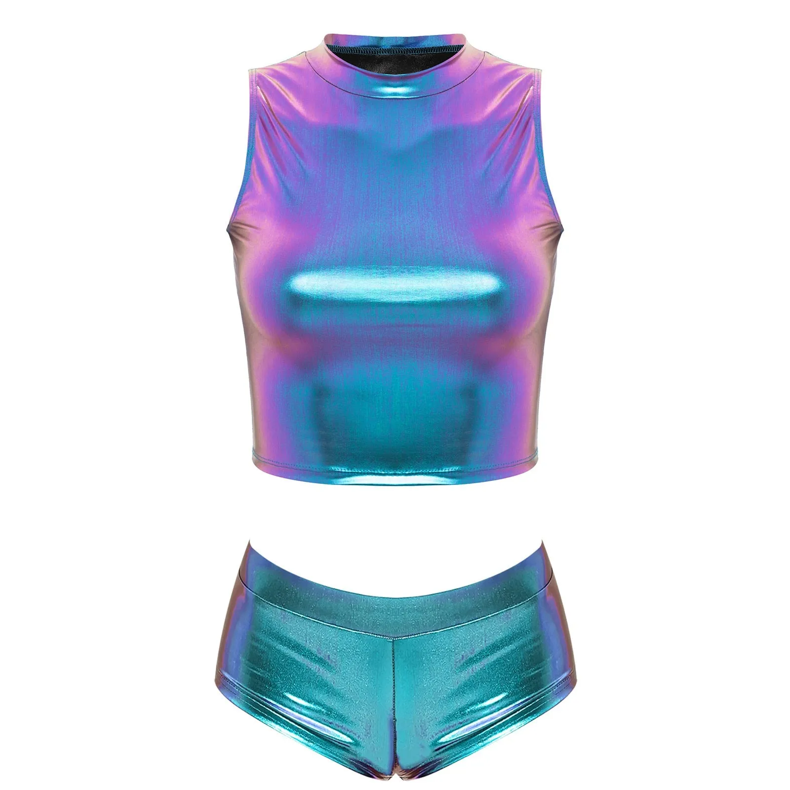 High Waist Faux Leather Shorts Elastic Push up PU Hot Pants With Crop Top