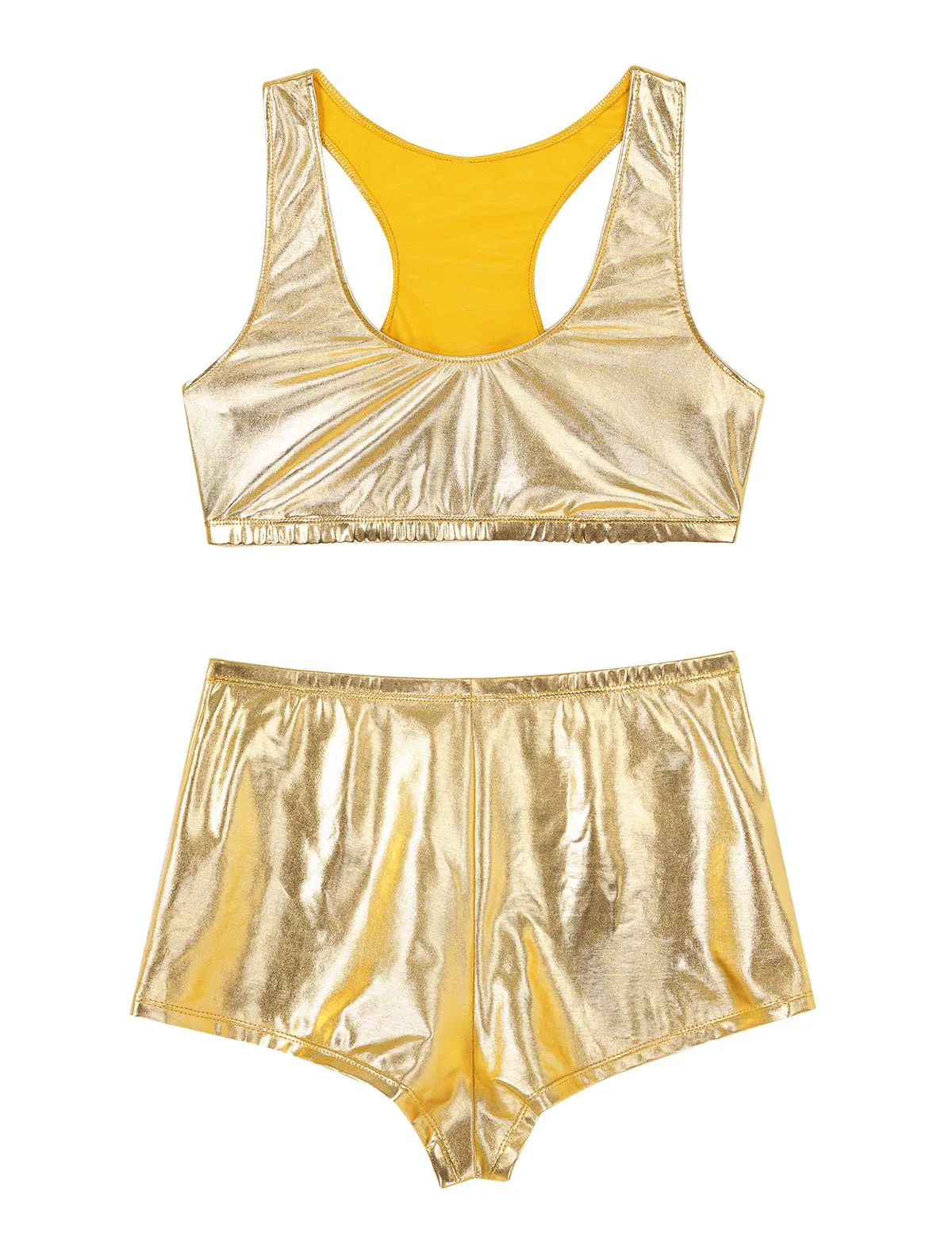High Waist Faux Leather Shorts Elastic Push up PU Hot Pants With Crop Top
