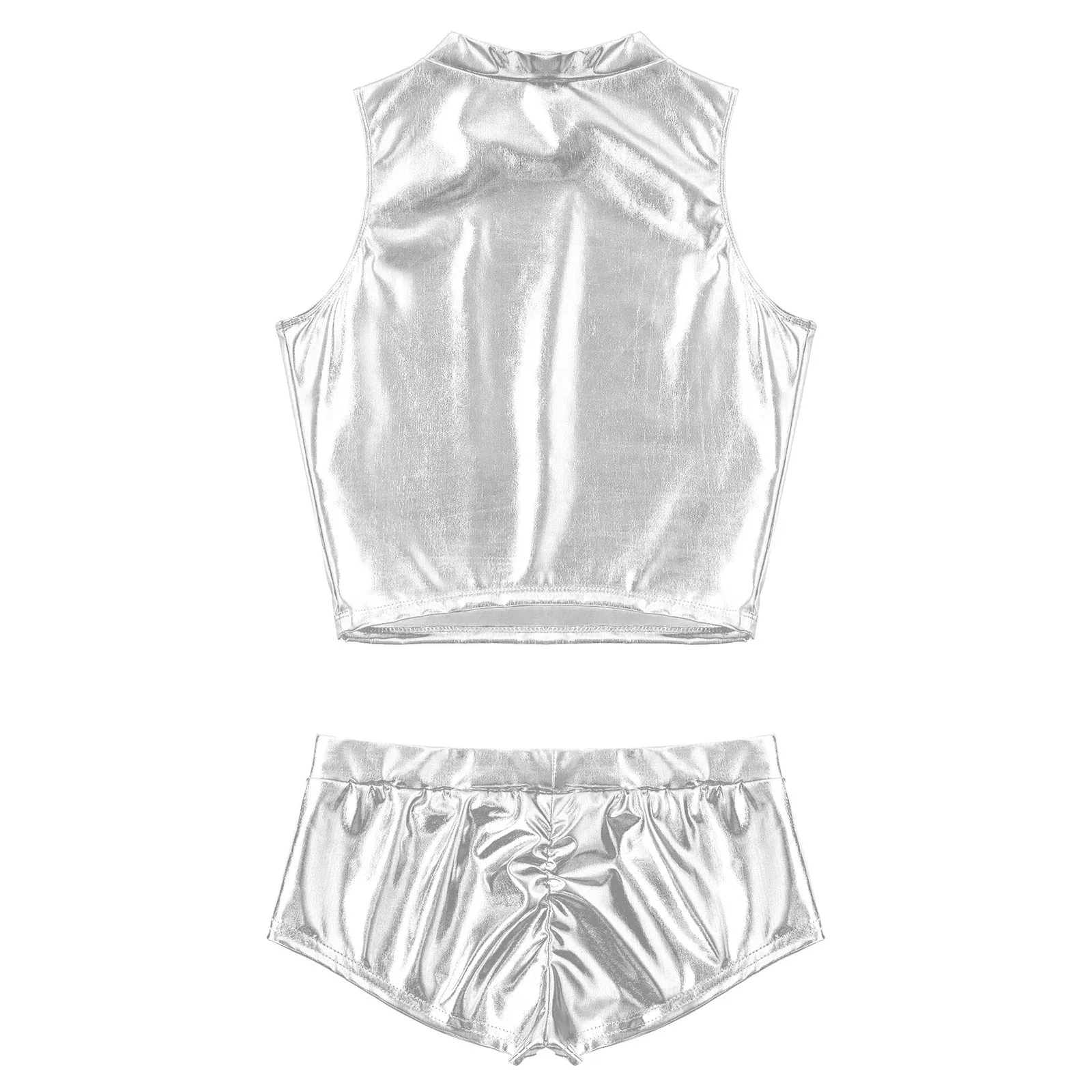 High Waist Faux Leather Shorts Elastic Push up PU Hot Pants With Crop Top