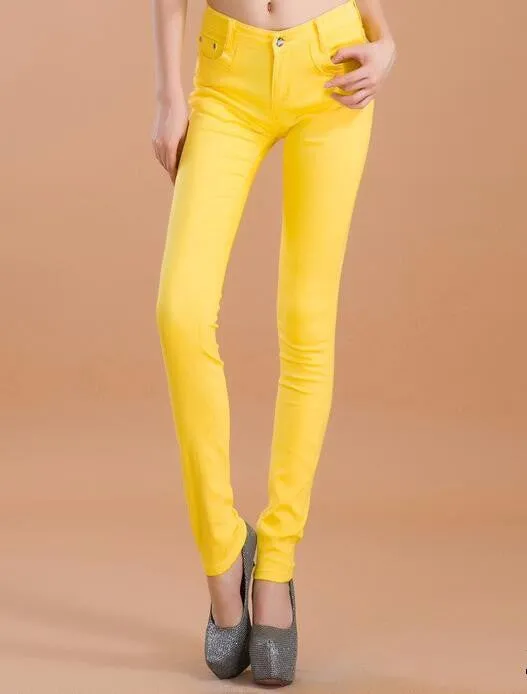 high waist jeans women fashion style Casual Candy Color Pencil Legging Skinny Pants Trousers jeans for Women hot