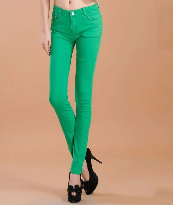 high waist jeans women fashion style Casual Candy Color Pencil Legging Skinny Pants Trousers jeans for Women hot