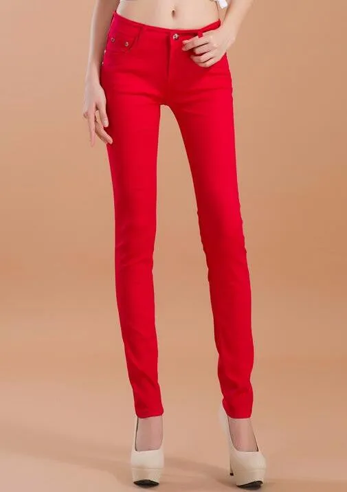 high waist jeans women fashion style Casual Candy Color Pencil Legging Skinny Pants Trousers jeans for Women hot