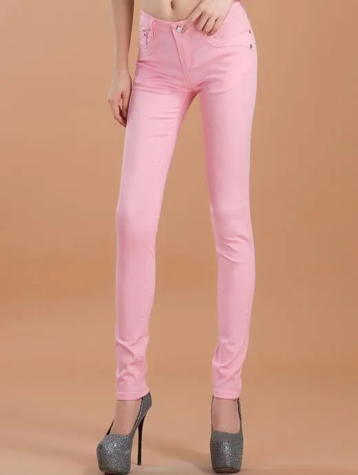 high waist jeans women fashion style Casual Candy Color Pencil Legging Skinny Pants Trousers jeans for Women hot