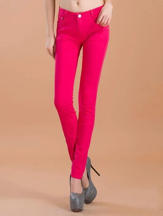 high waist jeans women fashion style Casual Candy Color Pencil Legging Skinny Pants Trousers jeans for Women hot
