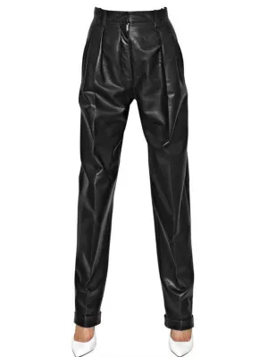 High-Waist Leather Trousers