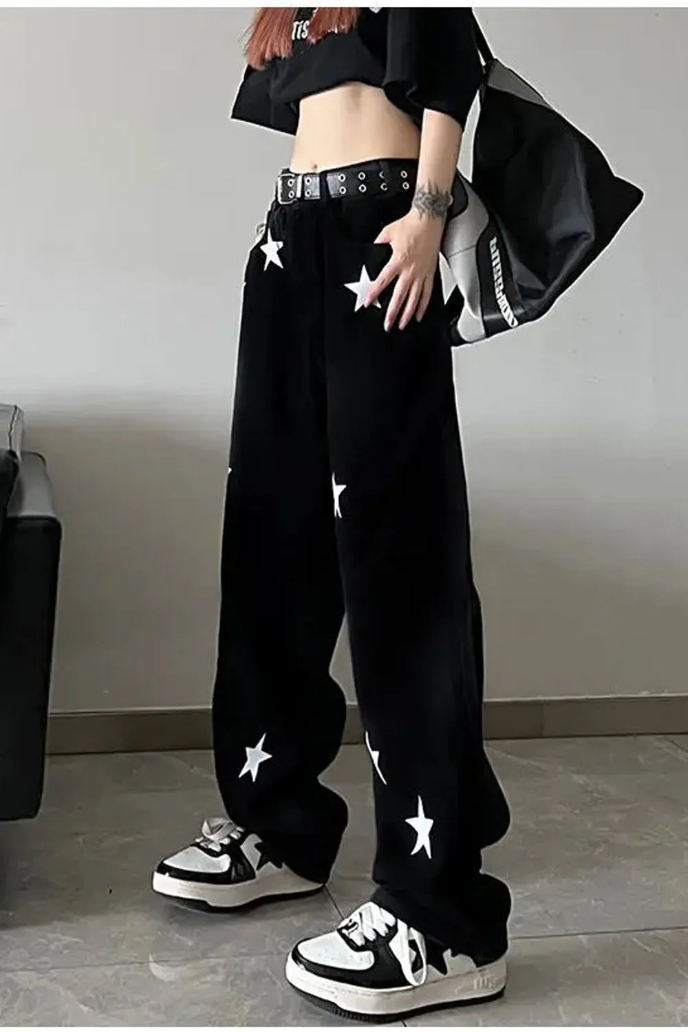 High Waist Stars Pattern Jeans Pants