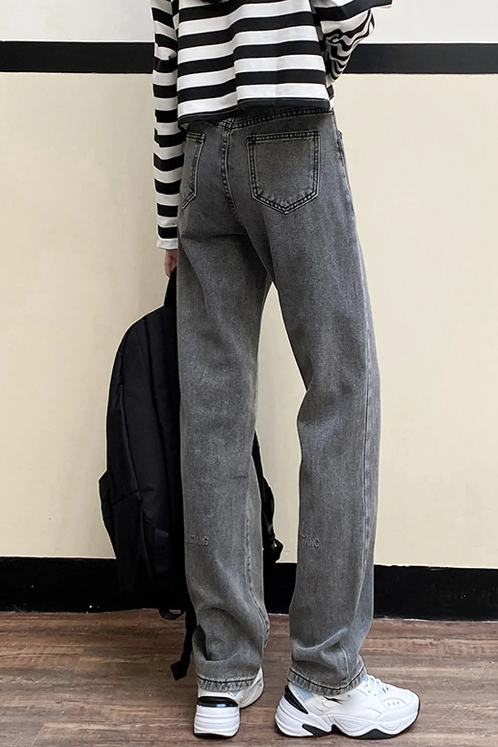 High Waist Vintage Grey Jeans Pants
