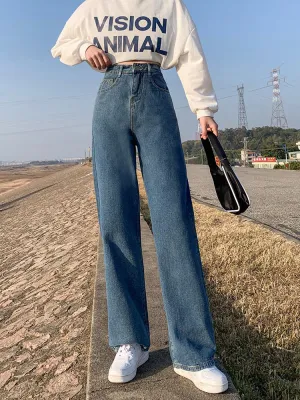 High Waist Wide Leg Loose Jeans Pants
