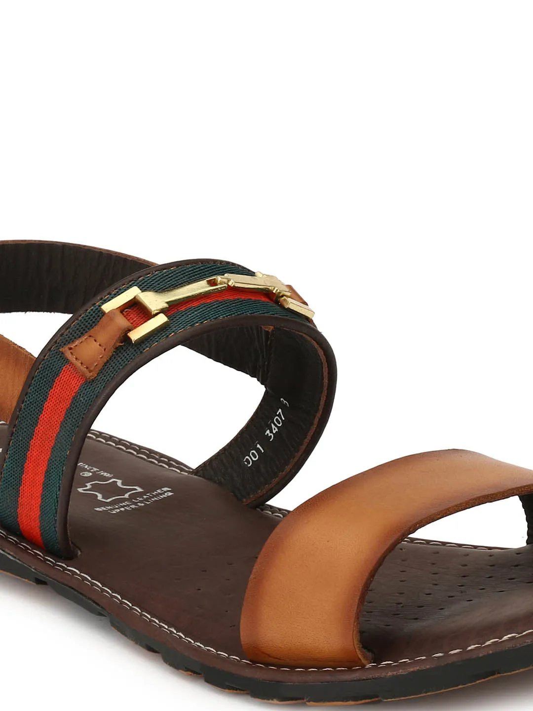 HITZ3407 Men's Tan Leather Casual Buckle Sandals