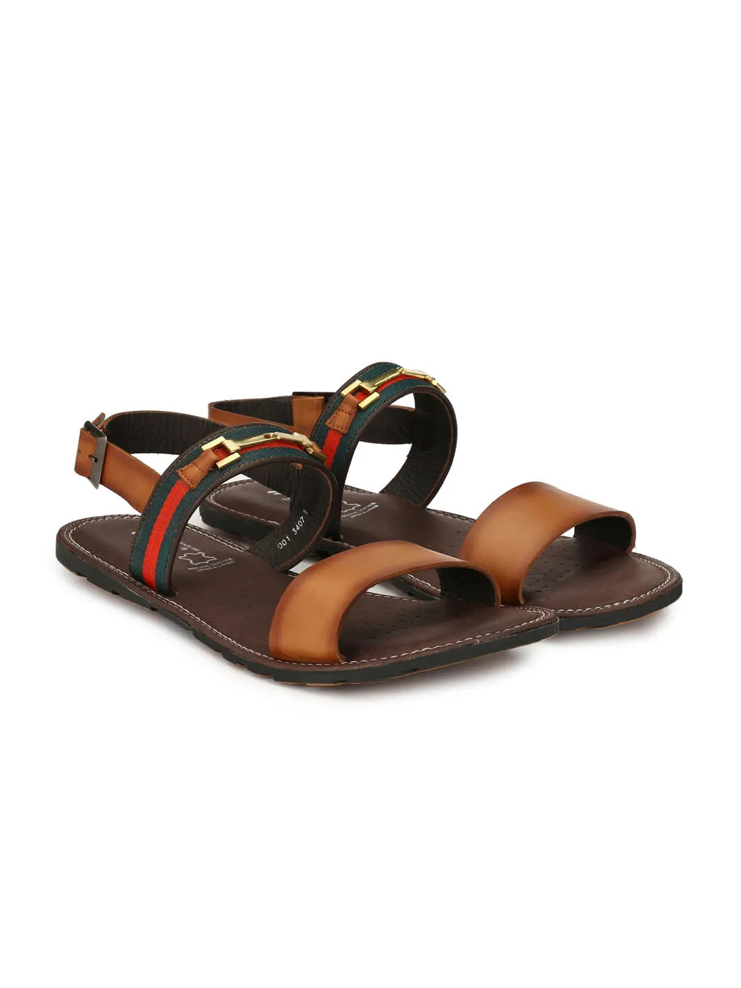HITZ3407 Men's Tan Leather Casual Buckle Sandals