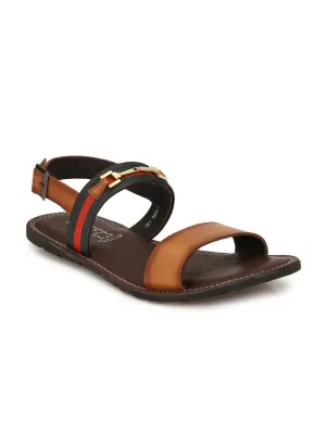 HITZ3407 Men's Tan Leather Casual Buckle Sandals