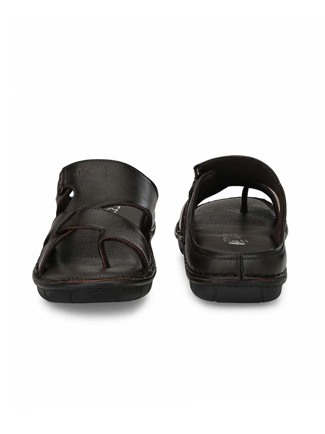 HITZ9606 Men's Brown Leather Casual Open Slipper