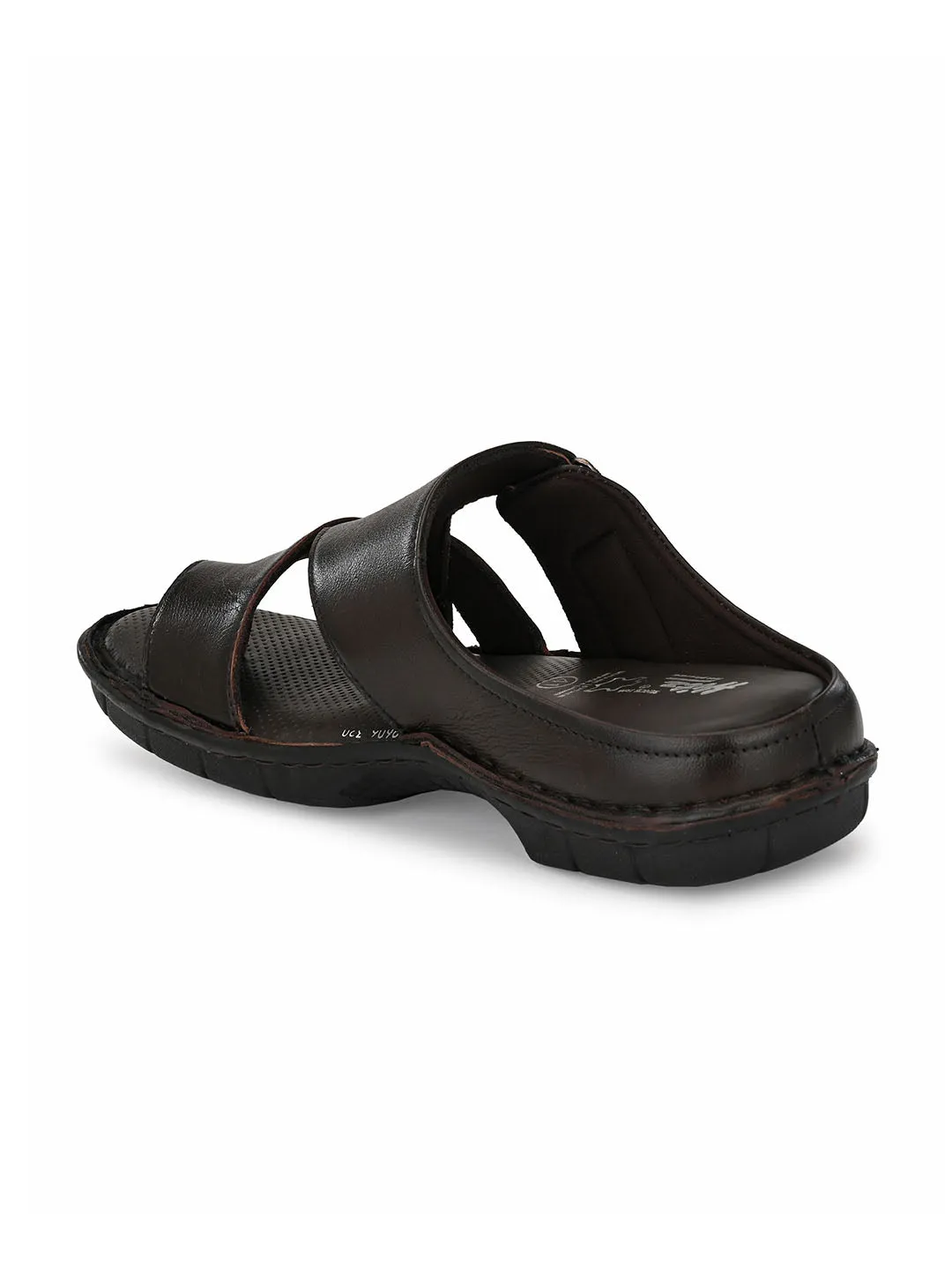 HITZ9606 Men's Brown Leather Casual Open Slipper