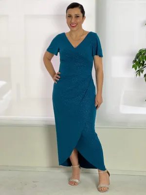 Honey Teal Glitter Gown