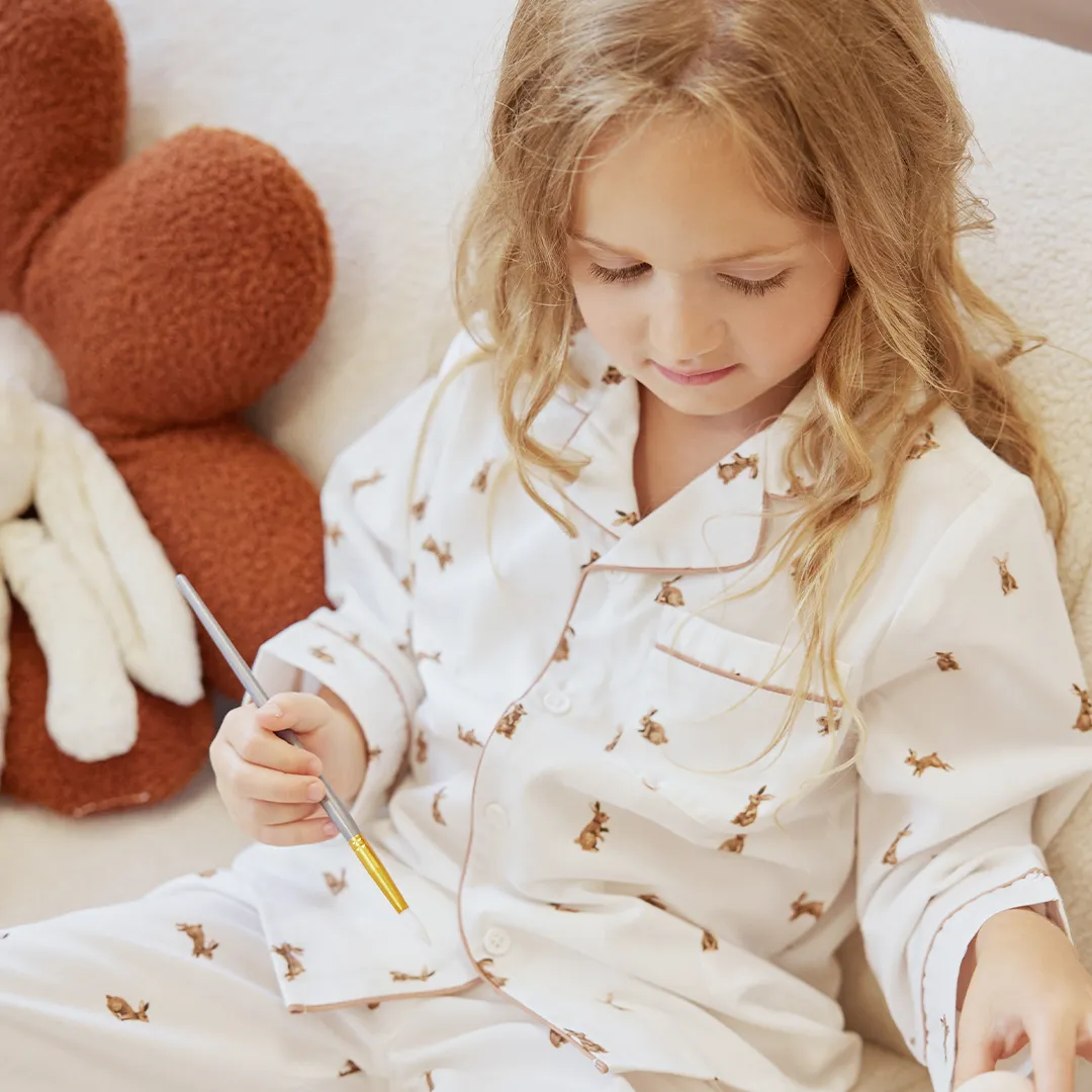 Hoppy Bunnies on Poplin PJ Set