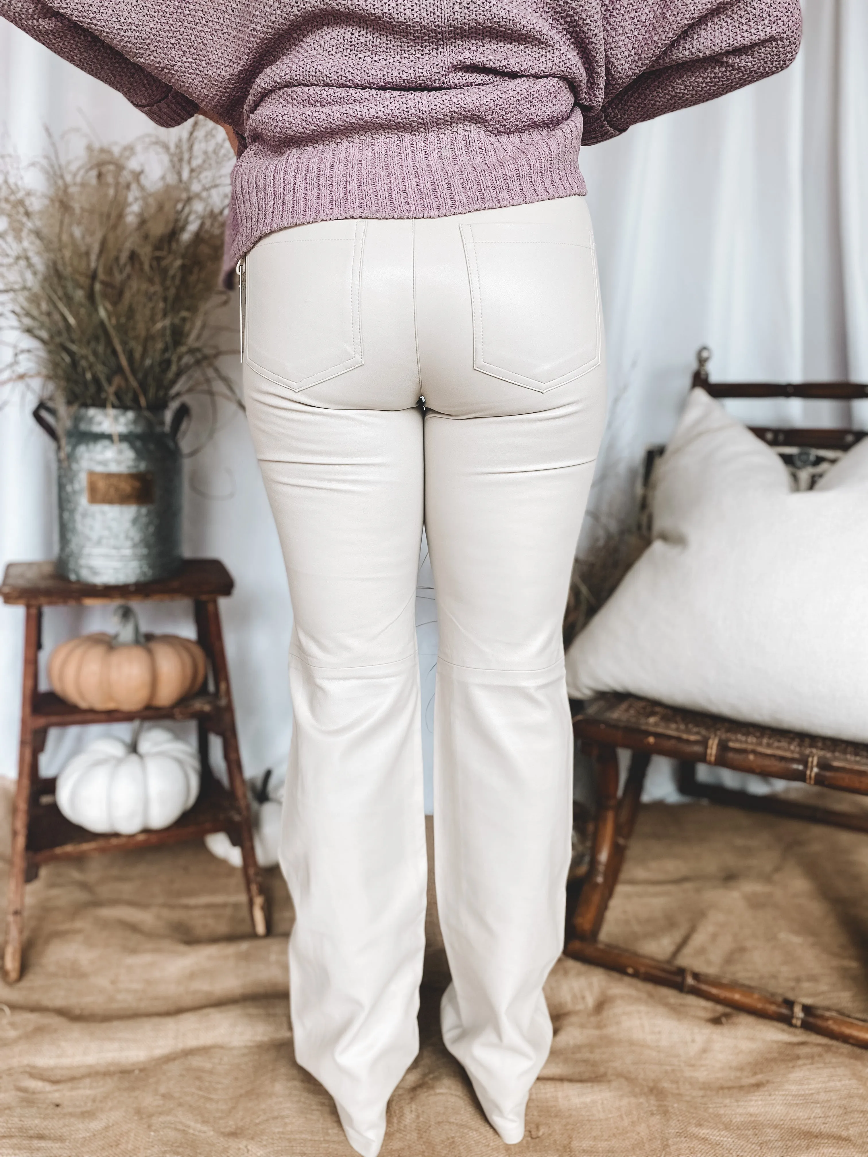 HOYT FAUX LEATHER MINI BOOTCUT PANTS