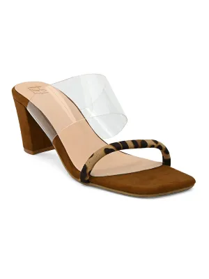 Hydes N Hues Animal Printed Tan Block Heels