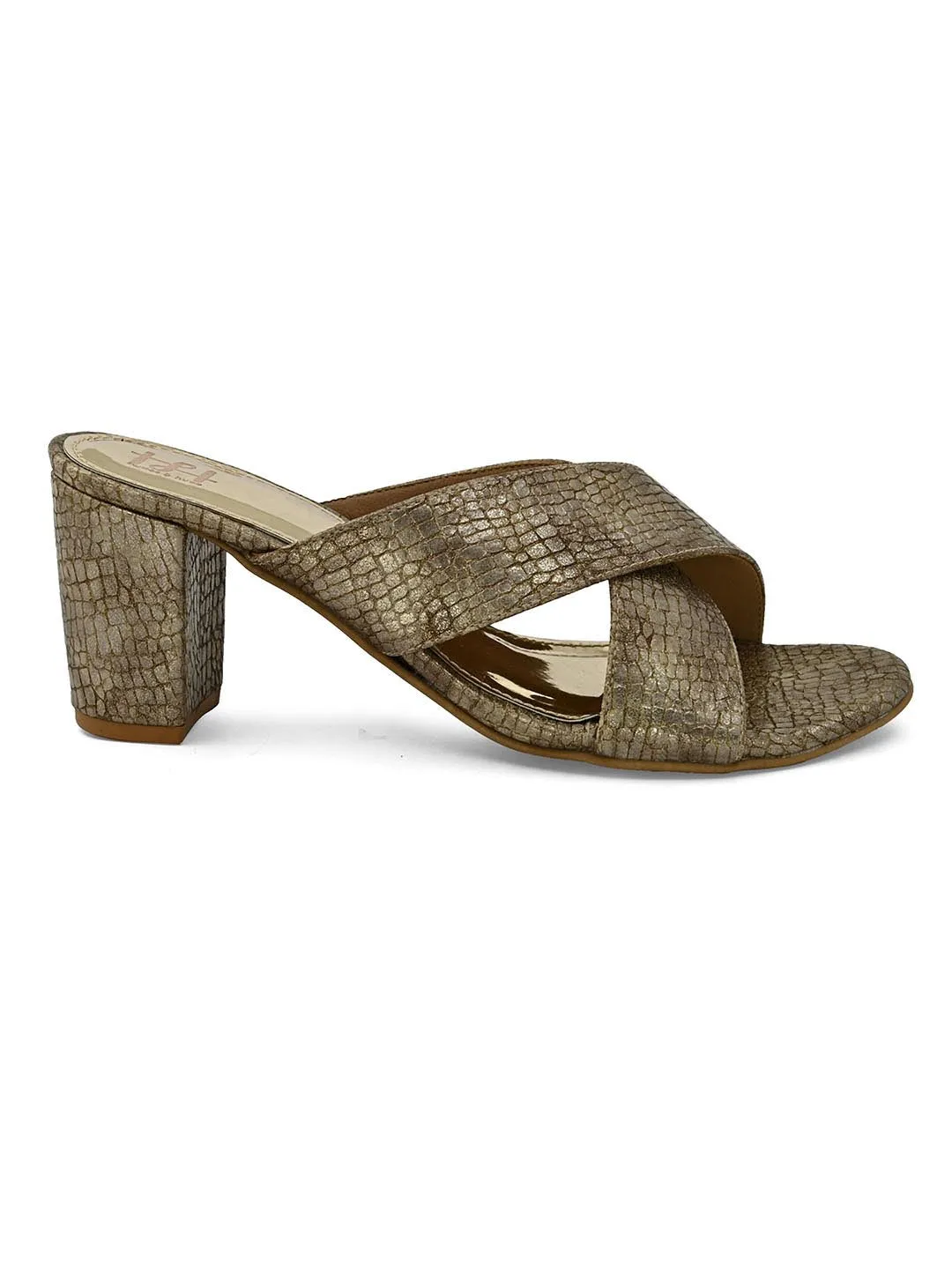 Hydes N Hues Gold-Toned Block Heels