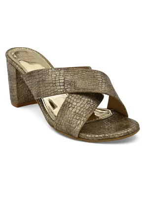 Hydes N Hues Gold-Toned Block Heels