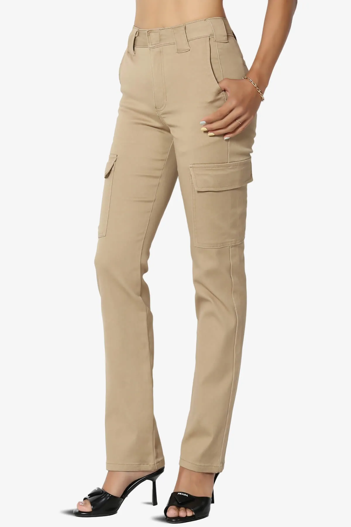 Imaan Stretch Canvas Cargo Pants Khaki