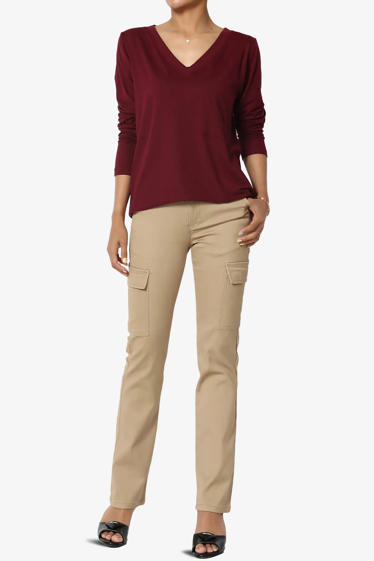 Imaan Stretch Canvas Cargo Pants Khaki