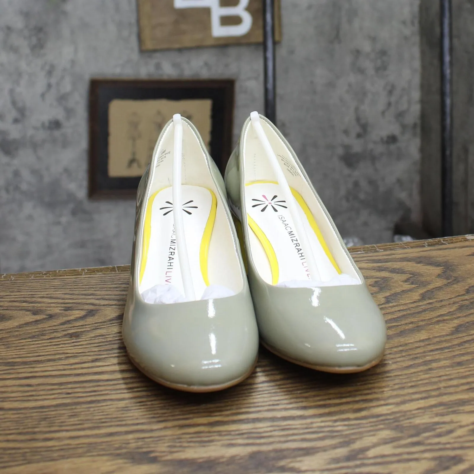 Isaac Mizrahi Live! Womens Colorblock Block Heels Gray / Yellow 6.5M